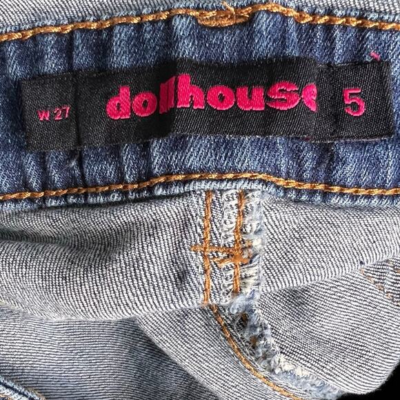 Distressed Blue Jean Shortalls Overalls Shorts Women's 5 Country Cowgirl READ - Picture 12 of 15